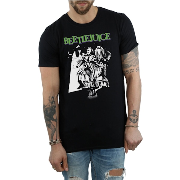 Beetlejuice Herr Mono Poster T-Shirt 3XL Svart Black 3XL