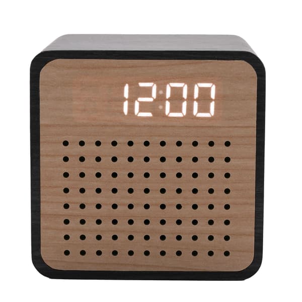 Interval Träväckarklocka med Bluetooth-högtalare - Svart En One Colour One Size