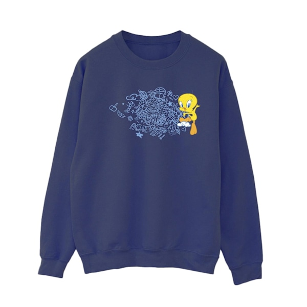 Looney Tunes Dam/Damer ACME Doodles Tweety Sweatshirt XL Marinblå Navy Blue XL