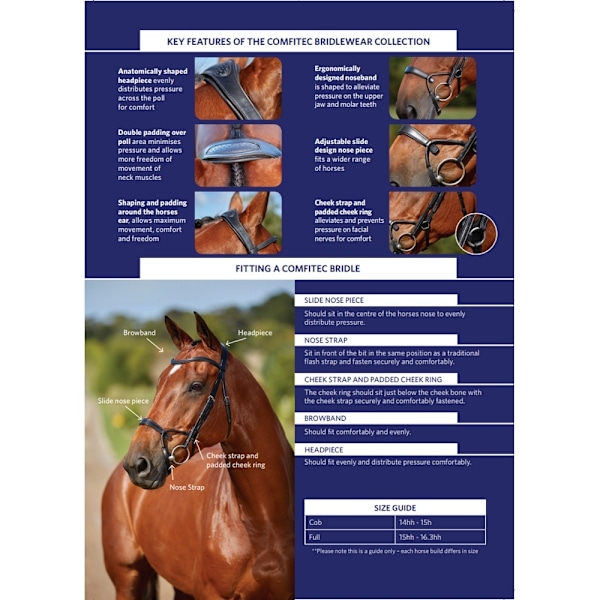 Collegiate Comfitec Kristall Läder Bridle Cob Brun Brown Cob