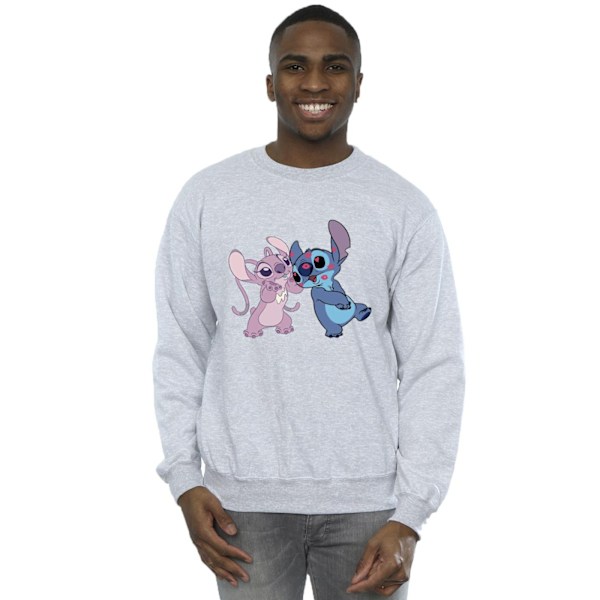 Disney Herr Lilo & Stitch Kisses Sweatshirt XXL Sports Grey Sports Grey XXL