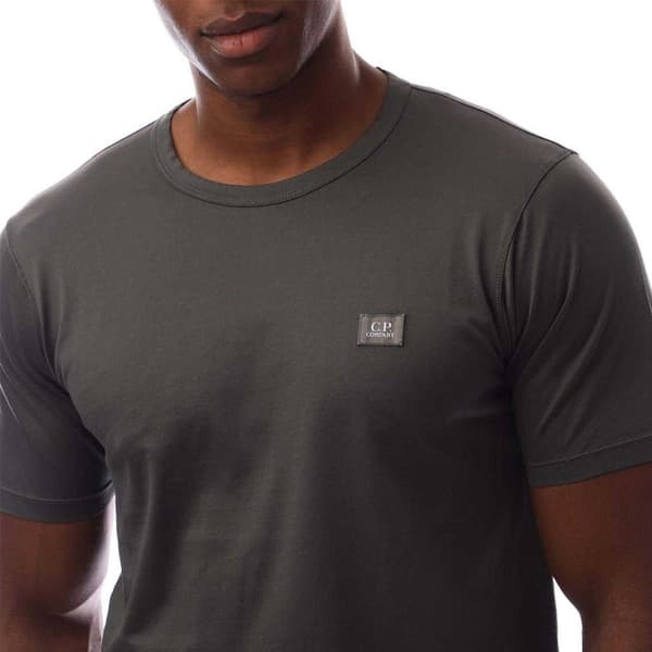 C.P. Company Herr Enfärgad Merceriserad Bomulls Logotyp T-shirt M Grå Grey M