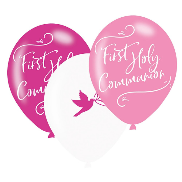 Amscan Latex Första Kommunion Ballonger (6-pack) One Size Pink/White One Size