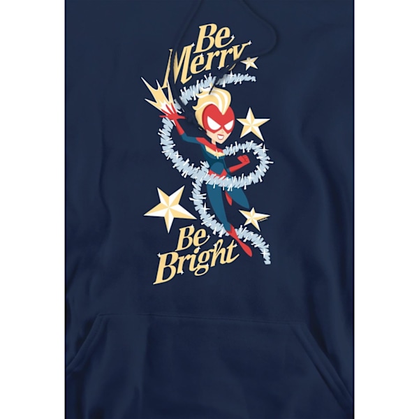 Captain Marvel Herr Be Merry Be Bright Hoodie L Marinblå Navy L