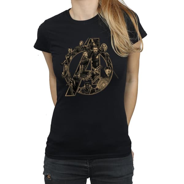 Avengers Infinity War Dam T-shirt med logotyp för kvinnor/damer L Bl Black L