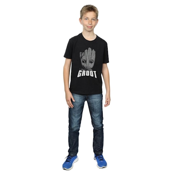 Marvel Boys Guardians Of The Galaxy Groot Face T-Shirt 5-6 år Black 5-6 Years