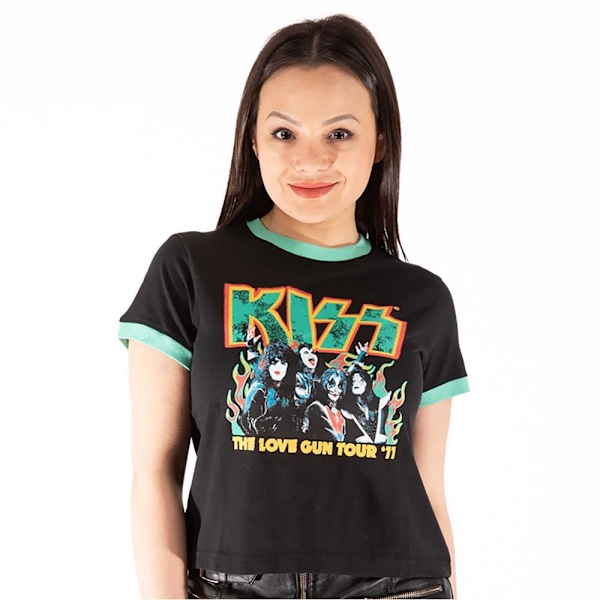 Kiss Dam/Damer St Paddy's Ringer Crop Top XXL Svart/Grön Black/Green XXL