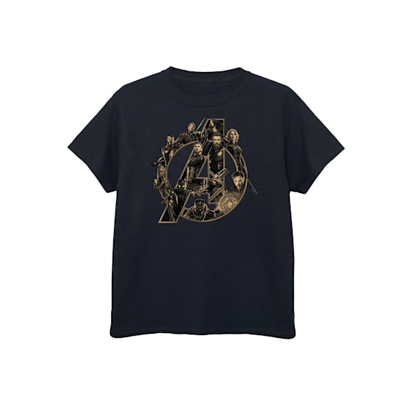 Avengers Infinity War Boys Logo Bomull T-shirt 12-13 År Svart Black 12-13 Years