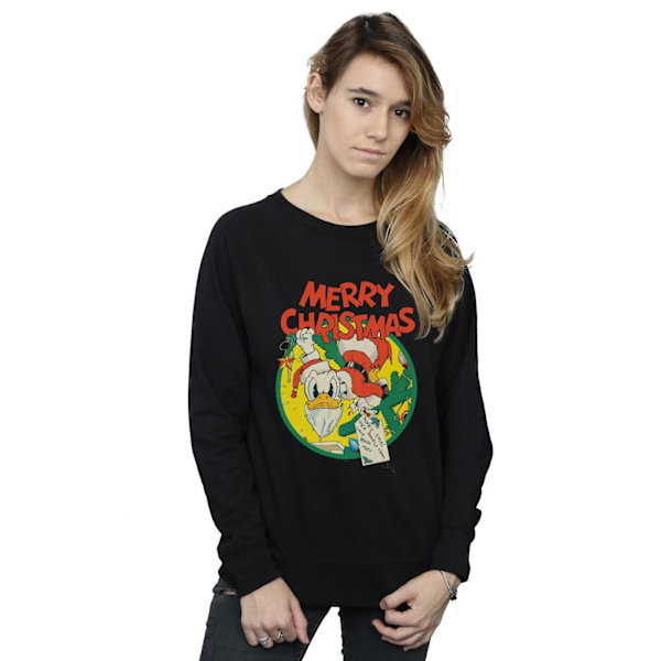 Disney Dam/Kvinnor Kalle Anka God Jul Sweatshirt L B Black L