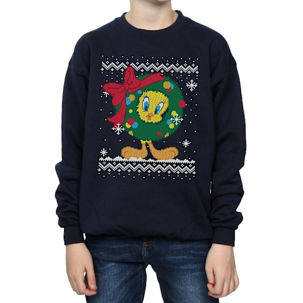 Looney Tunes Boys Tweety Pie Jul Fair Isle Sweatshirt 9-11 Navy Blue 9-11 Years