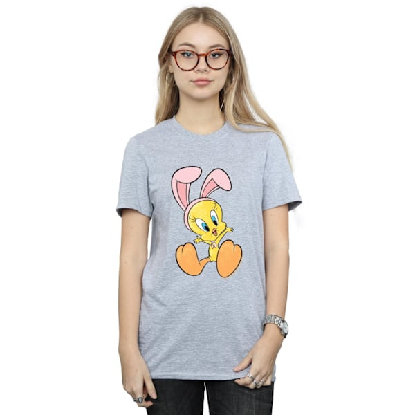 Looney Tunes Dam/Damer Tweety Pie Kaninöron Bomull Pojkvän Sports Grey L