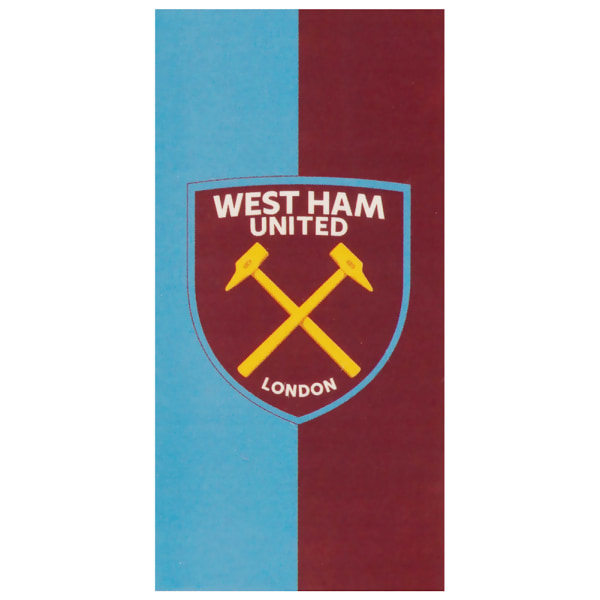 West Ham United FC Crest Strandhandduk 140 cm x 70 cm himmelsblå/vinröd Sky Blue/Claret Red 140cm x 70cm