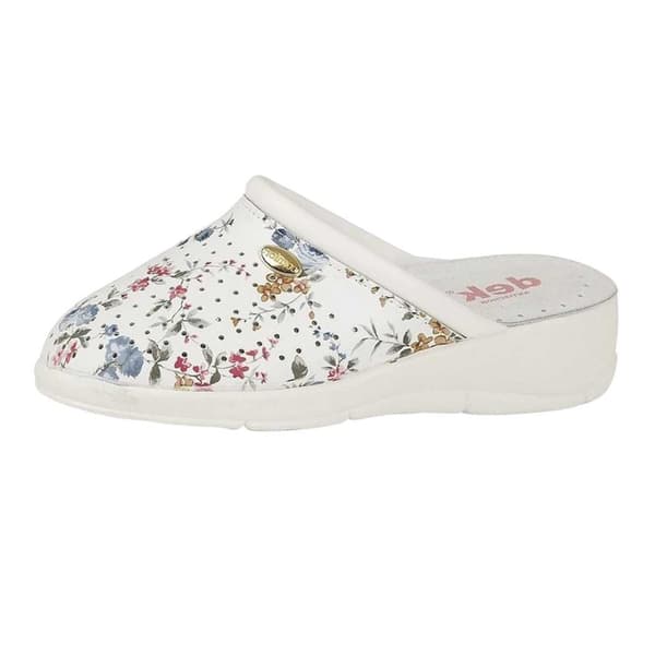 Dek Dam/Dam Blommig Läder Träskor 6.5 UK Vit White 6.5 UK