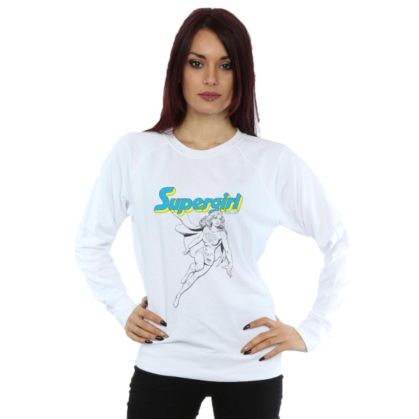 DC Comics Dam/Kvinnor Supergirl Mono Action Pose Sweatshirt L White L
