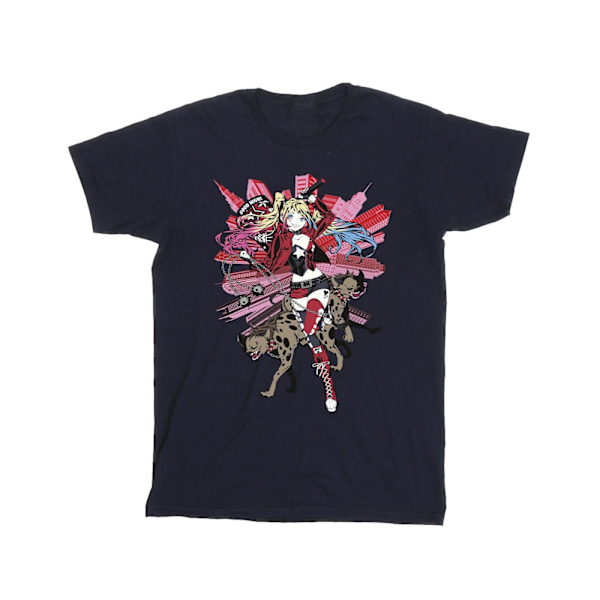 DC Comics Girls Harley Quinn Hyenas Bomull T-shirt 12-13 år Navy Blue 12-13 Years