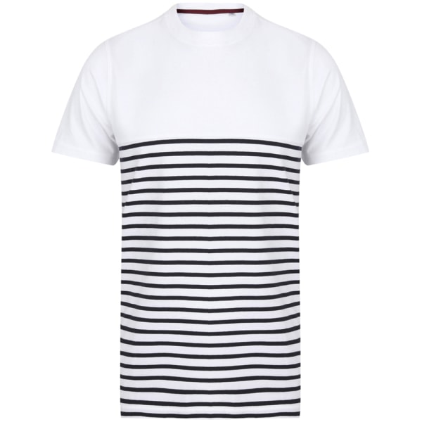 Front Row Vuxna Unisex Breton Randig T-shirt XXL Vit/Navy White/Navy XXL
