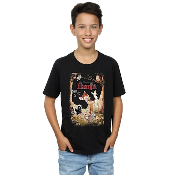 Disney Boys Bambi Retro Poster T-Shirt 9-11 år Svart Black 9-11 Years