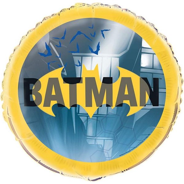 Batman Logo Rund Folieballong En Storlek Blå/Gul Blue/Yellow One Size