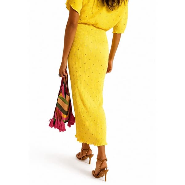 Never Fully Dressed Dam Tilly Plisse Miniklänning 8 UK Yellow 8 UK