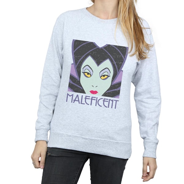 Disney Dam/Kvinnor Maleficent Cropped Head Sweatshirt M Heath Heather Grey M