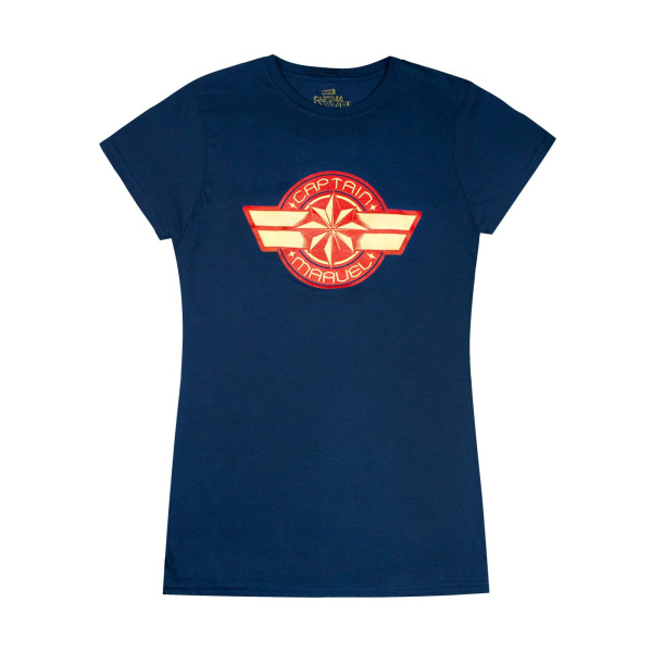 Captain Marvel Dam/Ladies Logotyp T-shirt XXL Marinblå Navy XXL