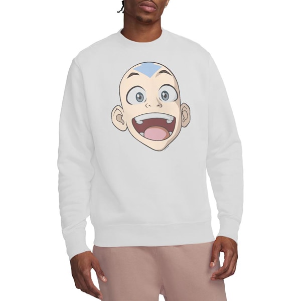 Avatar: The Last Airbender Unisex Vuxen Aang Stor Ansikte Sweatshirt White XL