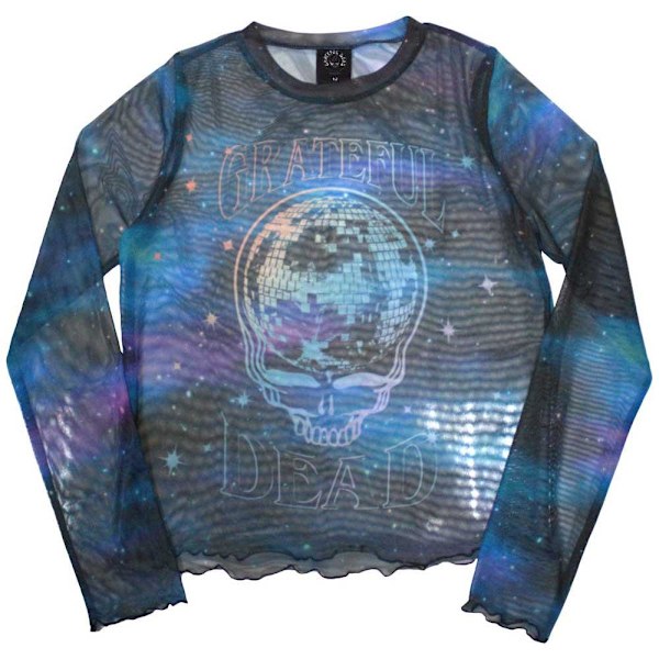 Grateful Dead Dam/Kvinnor Stealy Glitter Ball Mesh Långärmad Crop Top Blue XS