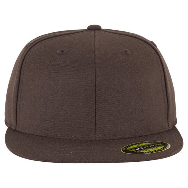 Yupoong Flexfit Unisex Premium 210 Fitted Flat Peak Cap LXL Brun Brown LXL