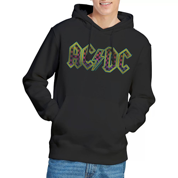 AC/DC Herr Checkerboard Gradient Logo Hoodie XXL Svart Black XXL