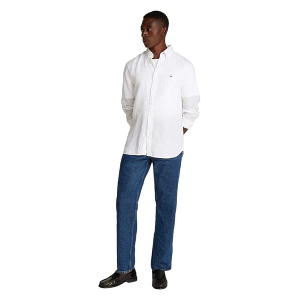Tommy Hilfiger Herr Linne Regular Långärmad Skjorta L Optic Wh Optic White L