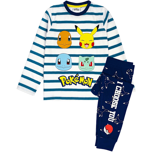 Pokemon Pojkar Karaktärer Pyjamas Set 11-12 År Vit/Blå/Gul White/Blue/Yellow 11-12 Years