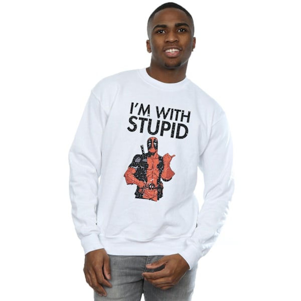 Marvel Deadpool I´m With Stupid Sweatshirt 4XL Vit White 4XL