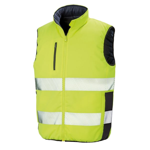 SAFE-GUARD by Result Herr Reversibel Mjukt Vadderad Väst M Fluore Fluorescent Yellow/Navy M