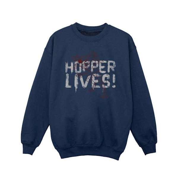 Netflix Girls Stranger Things Hoppers Live Sweatshirt 7-8 år Navy Blue 7-8 Years