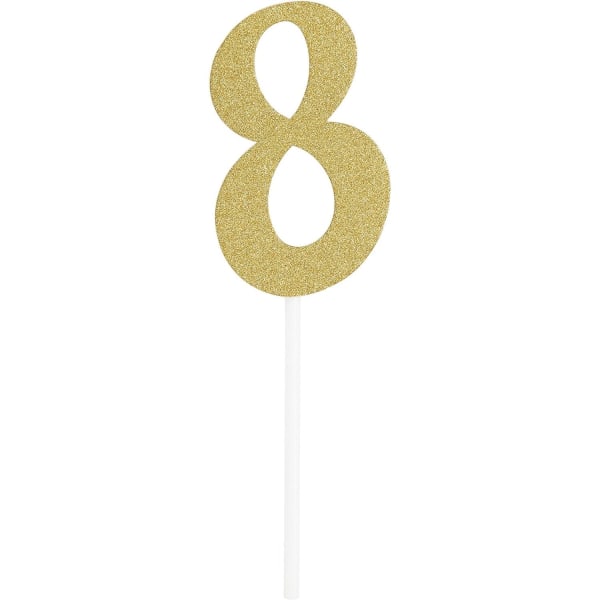 Creative Party Number 8 Glitter Cake Topper One Size Guld Gold One Size