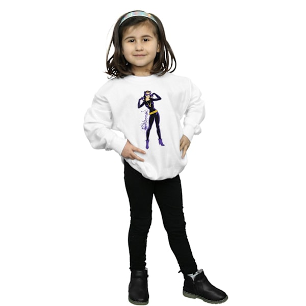 DC Comics Girls Catwoman Happy Pose Sweatshirt 7-8 år Vit White 7-8 Years