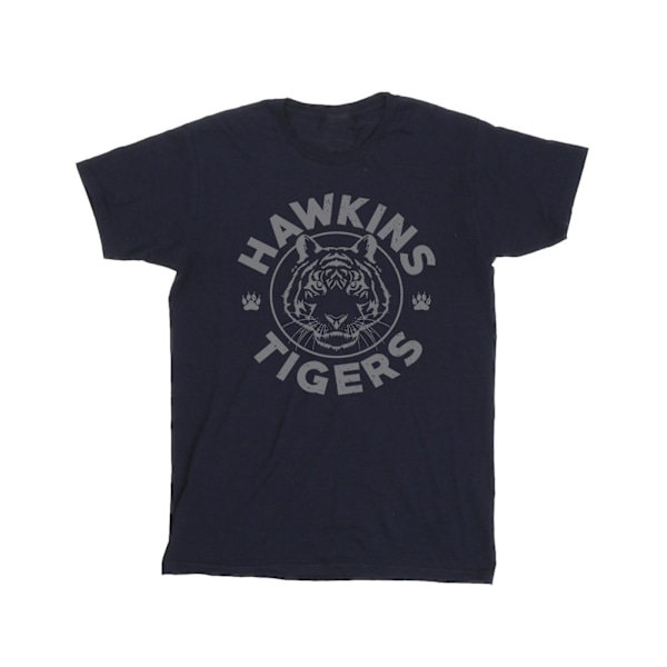 Netflix Stranger Things Hawkins Grå Tiger T-shirt M Marinblå Navy Blue M