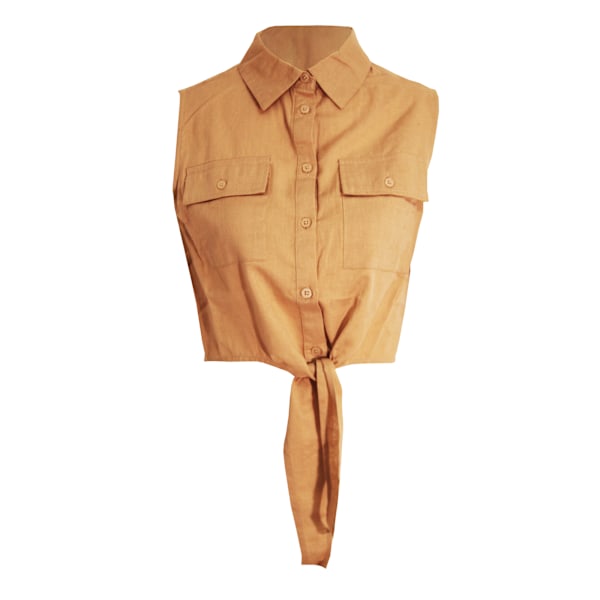 Brave Soul Dam/Kvinnor Elizabeth Knyt Framtill Korta Skjorta XS Sand Sand XS