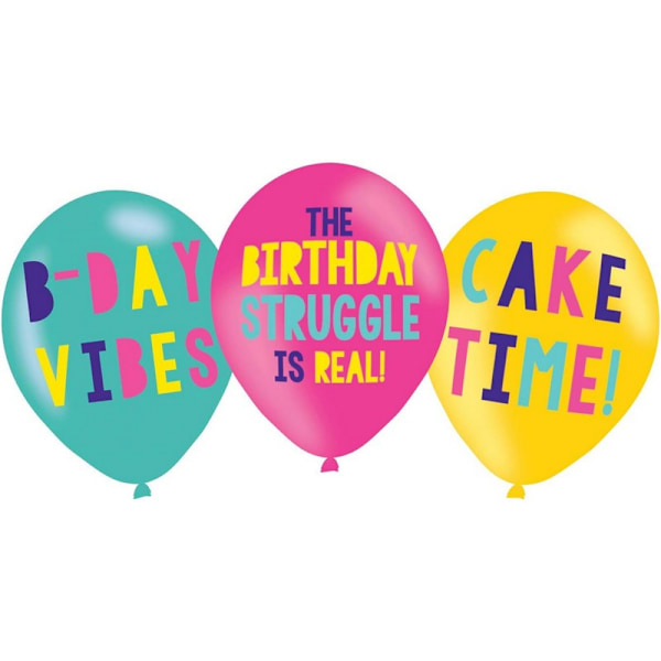 Amscan Fun Latex Neon Födelsedag Ballonger (Förpackning om 6) En Storlek Bl Blue/Pink/Yellow One Size