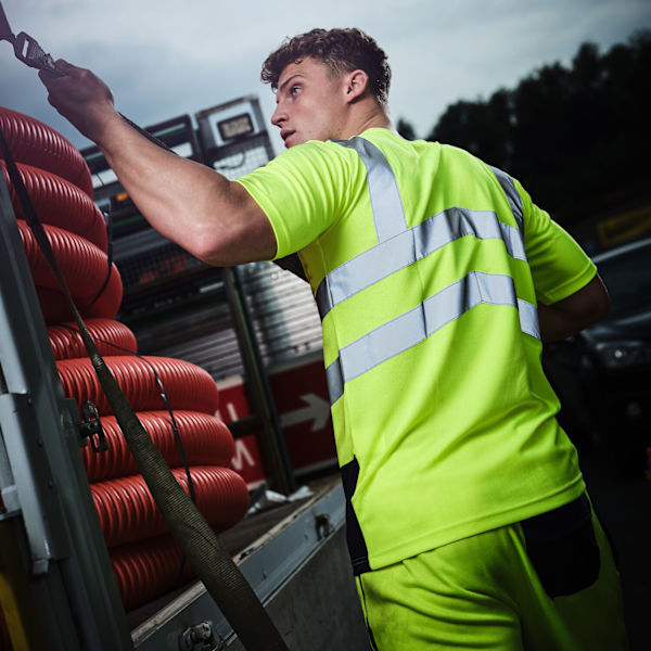Regatta Pro Hi-Vis Kortärmad T-shirt för män L Gul/Marinblå Yellow/Navy L