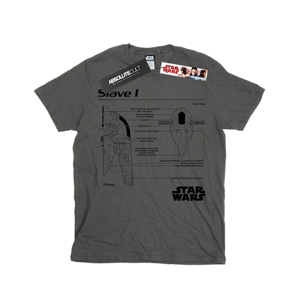 Star Wars Mens Slave 1 Blueprint T-Shirt XXL Charcoal Charcoal XXL