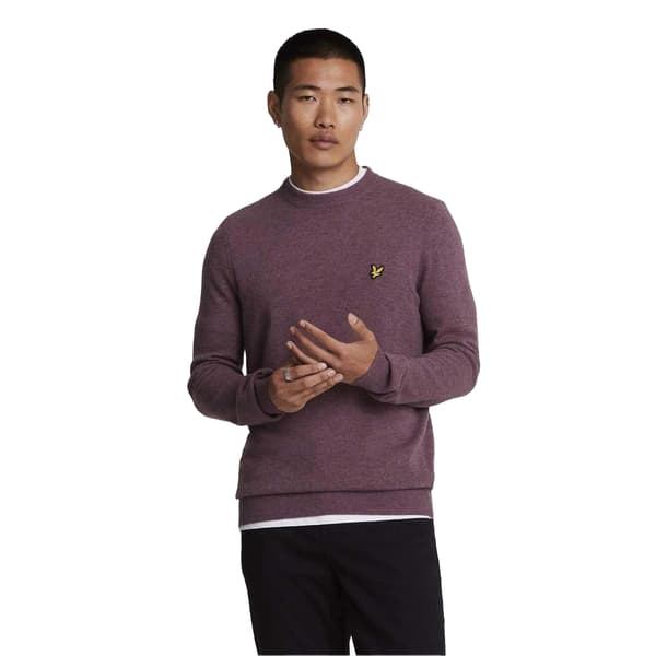 Lyle & Scott Herrtröja i lammull med rund hals M Lila Purple M