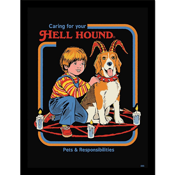 Steven Rhodes Hell Hound Inramad Poster 40cm x 30cm Svart/Flerfärgad Black/Multicoloured 40cm x 30cm