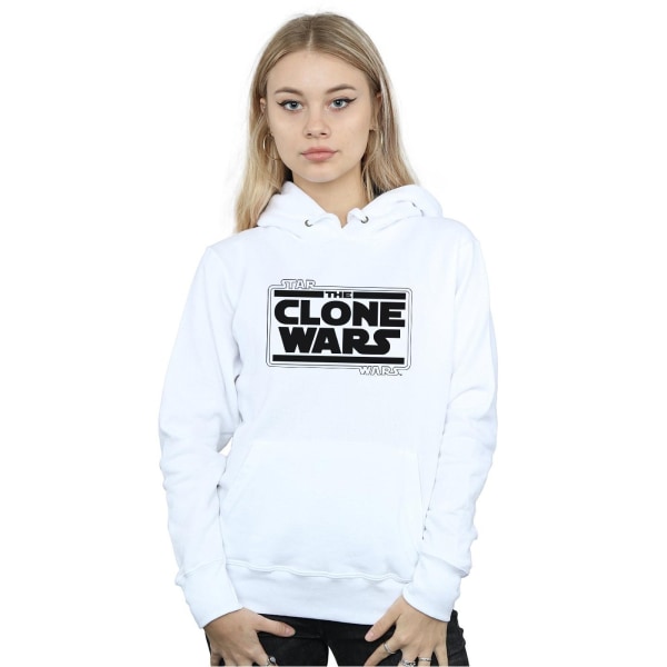 Star Wars Dam/Damer Clone Wars Logotyp Hoodie L Vit White L