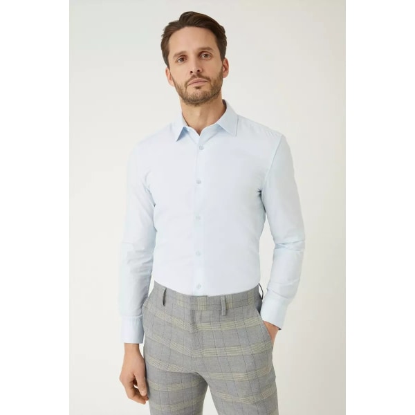 Burton Mens Easy-Iron Slim långärmad formell skjorta 16,5 tum Blu Blue 16.5in