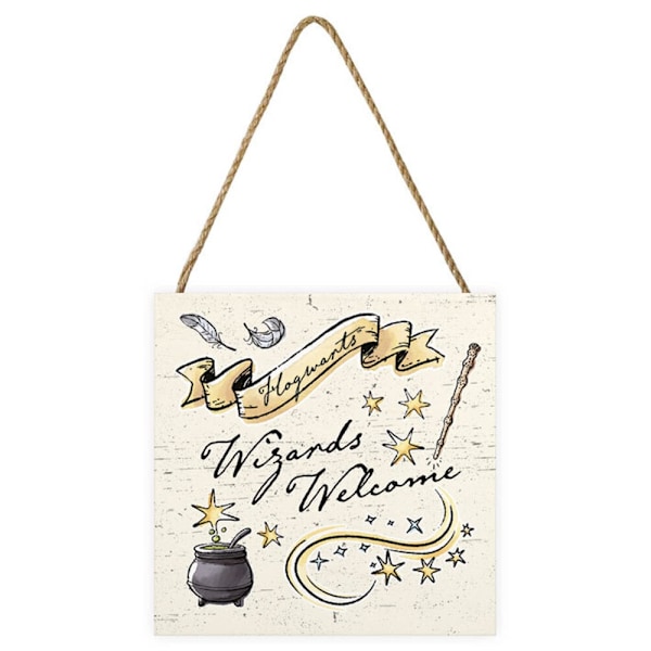 Harry Potter Wizards Welcome Träskylt En Storlek Beige Beige One Size