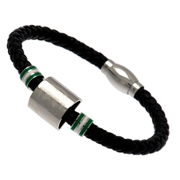 Celtic FC Läder Ring Armband En Storlek Svart/Stål Black/Steel One Size
