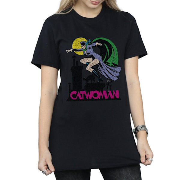 DC Comics Dam/Damer Catwoman Crackle Logo Bomull Boyfriend Black L