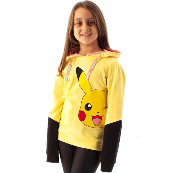 Pokemon Flickor Pikachu Ansiktshuvtröja med dragsko 9-10 år Gul Yellow 9-10 Years