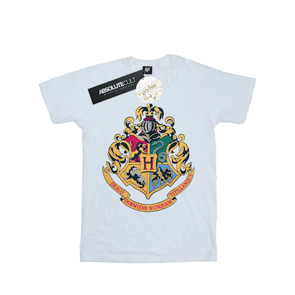 Harry Potter T-shirt för män med Hogwarts-vapen i guldtryck, storlek L, vit White L